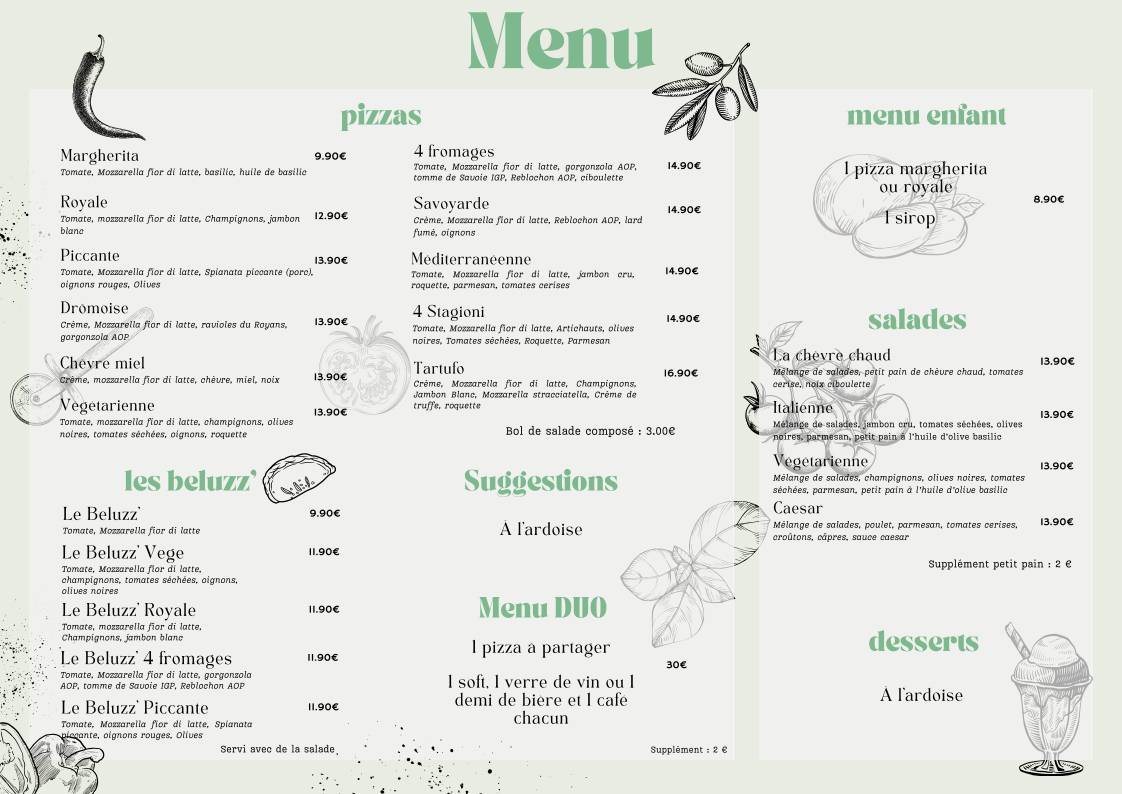 Menu de Beluzza