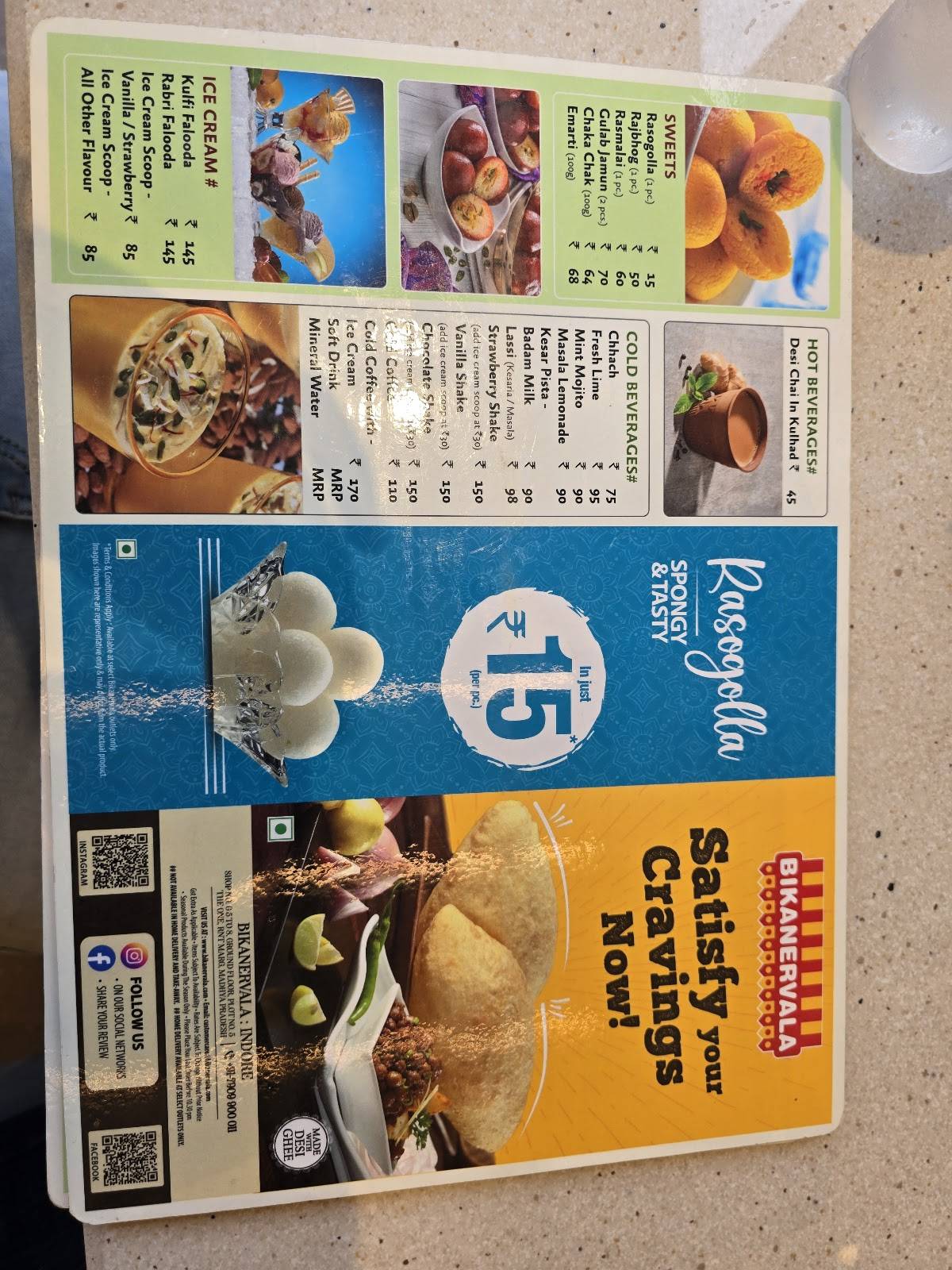 Bikanervala Indore menu