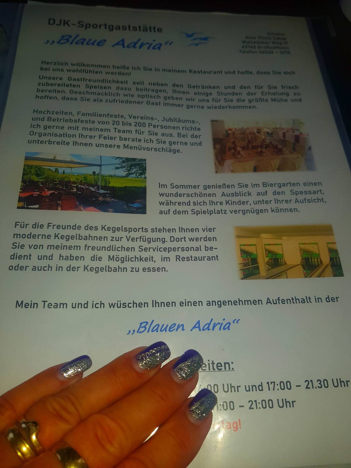 Speisekarte von Restaurant Blaue Adria, Großostheim