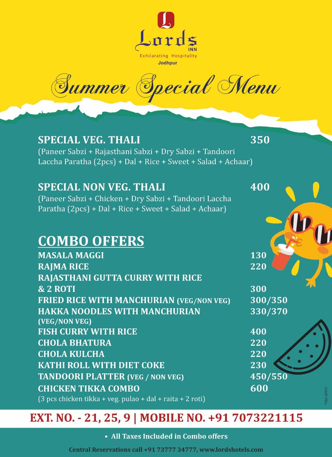 Blue Coriander Jodhpur menu