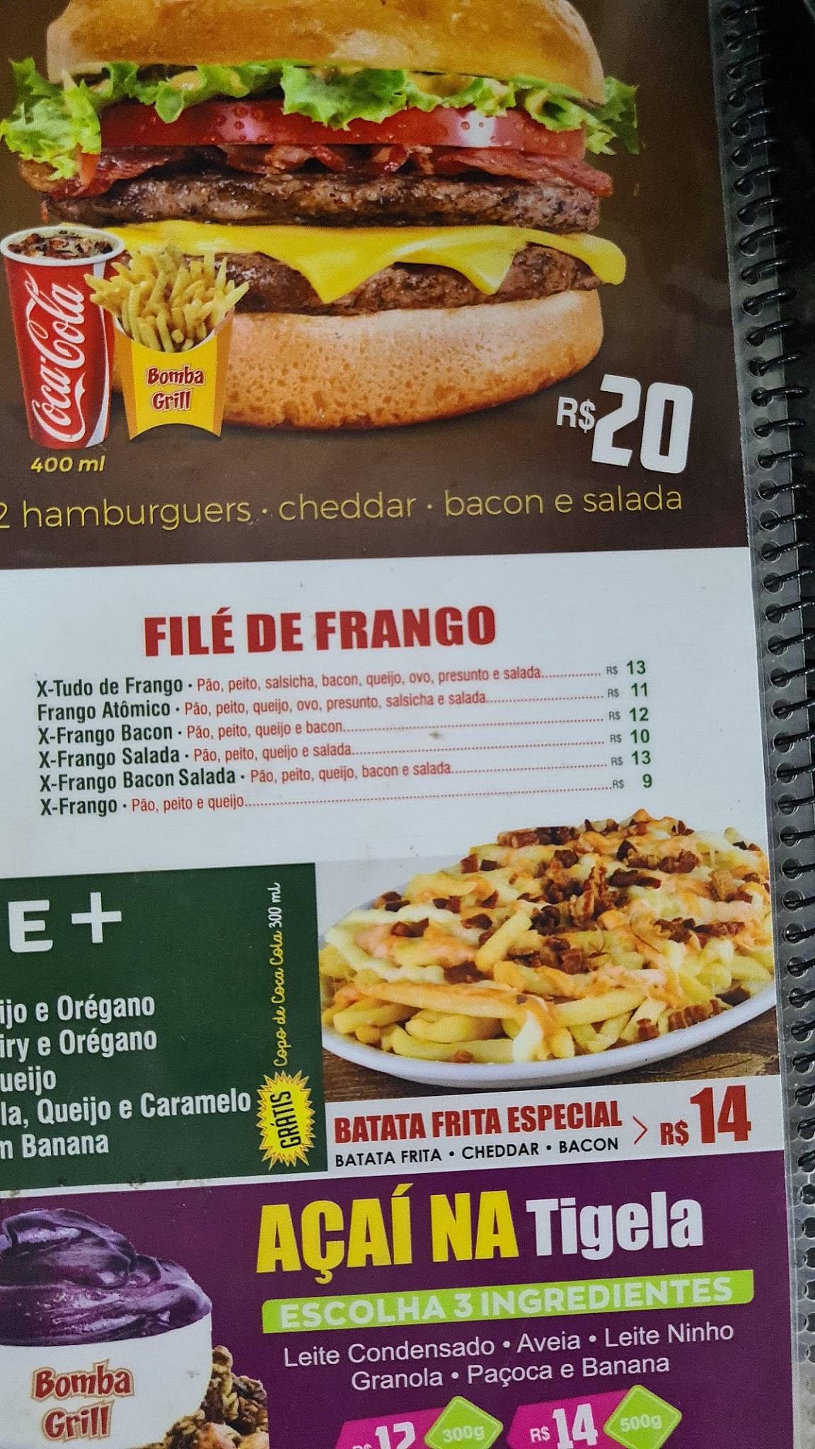 Bomba Grill cardápio