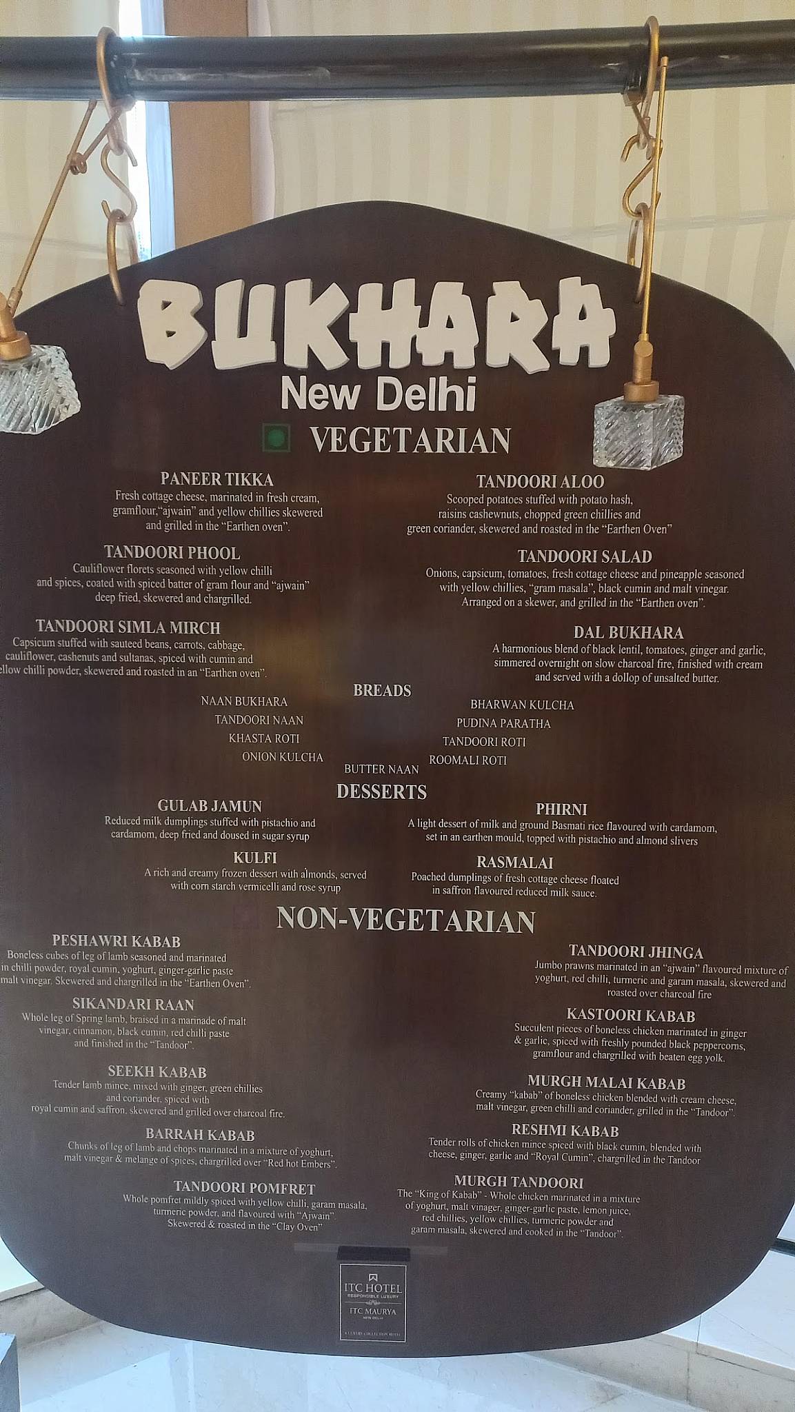 Menu At Bukhara New Delhi Itc Maurya