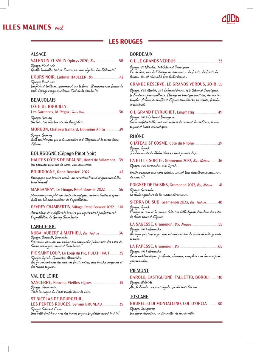 Menu de COCO Balard