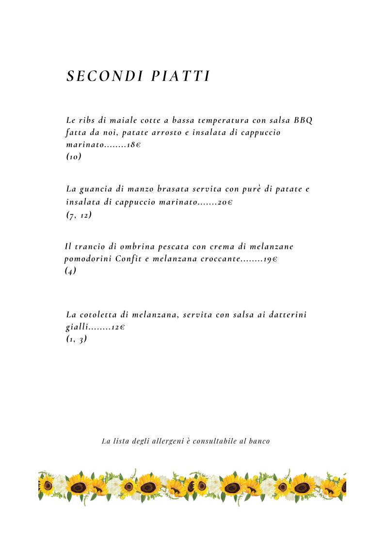 Menu di Ca dei volti 