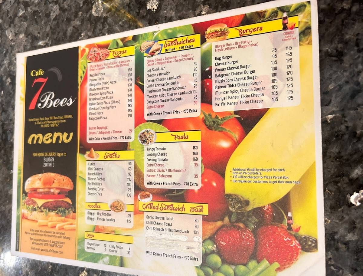 Cafe 7 Bees menu
