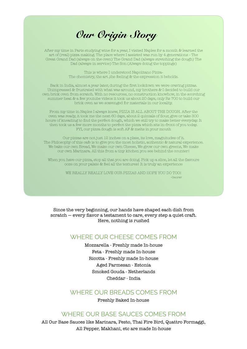 Cafe from the tree, Baner menu