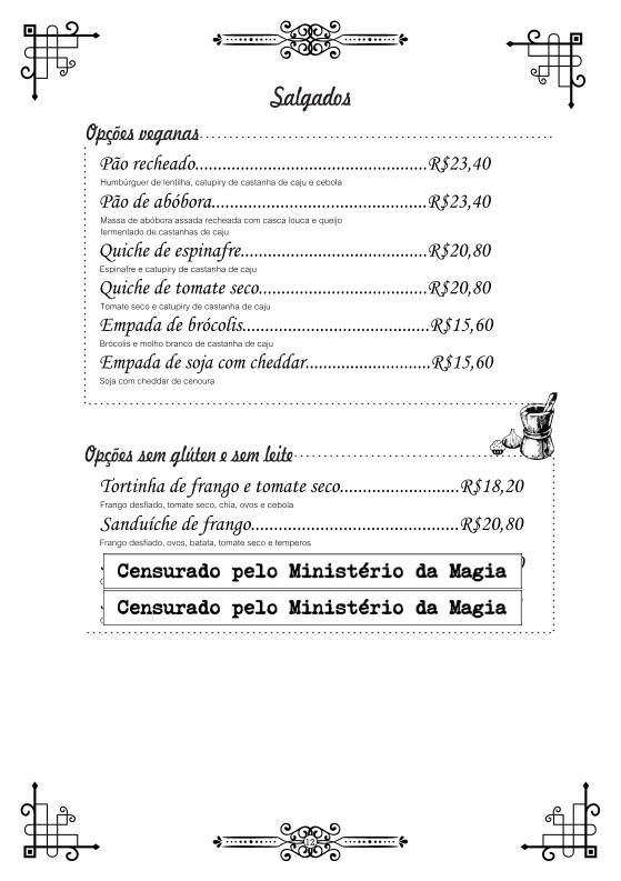 Caldeirão Furado Café/Pub cardápio