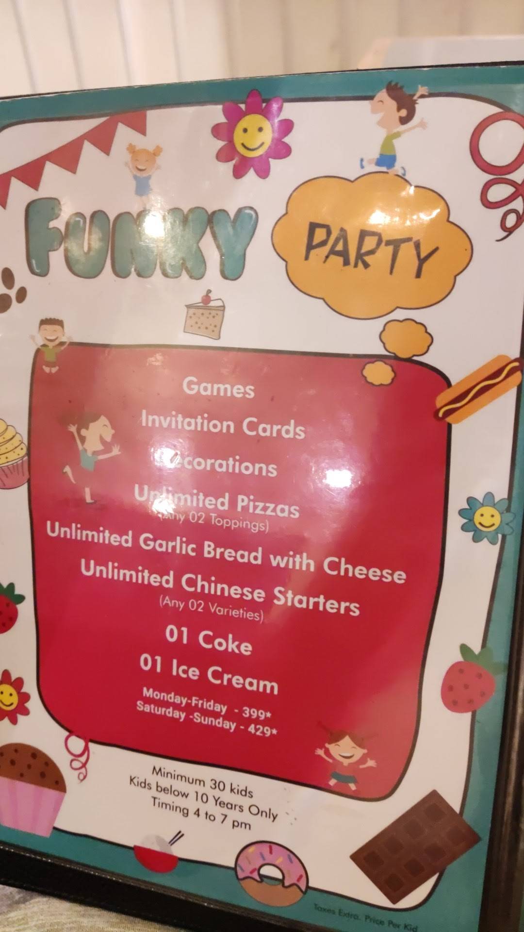 Captain Sam's menu