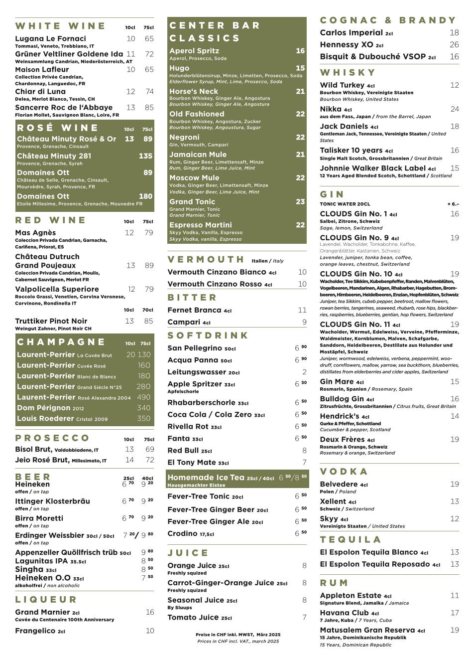 Menu di Center Bar and Kitchen 