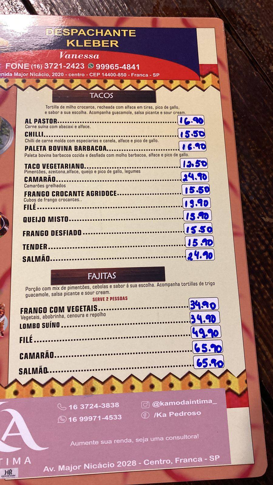 Chalé Guadalupe gastronomia nacional e mexicana cardápio