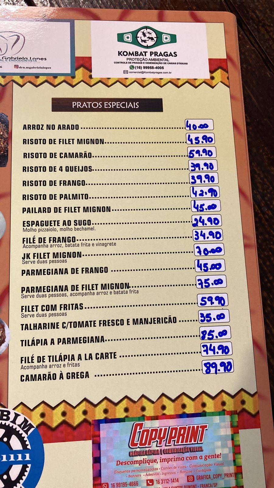 Chalé Guadalupe gastronomia nacional e mexicana cardápio