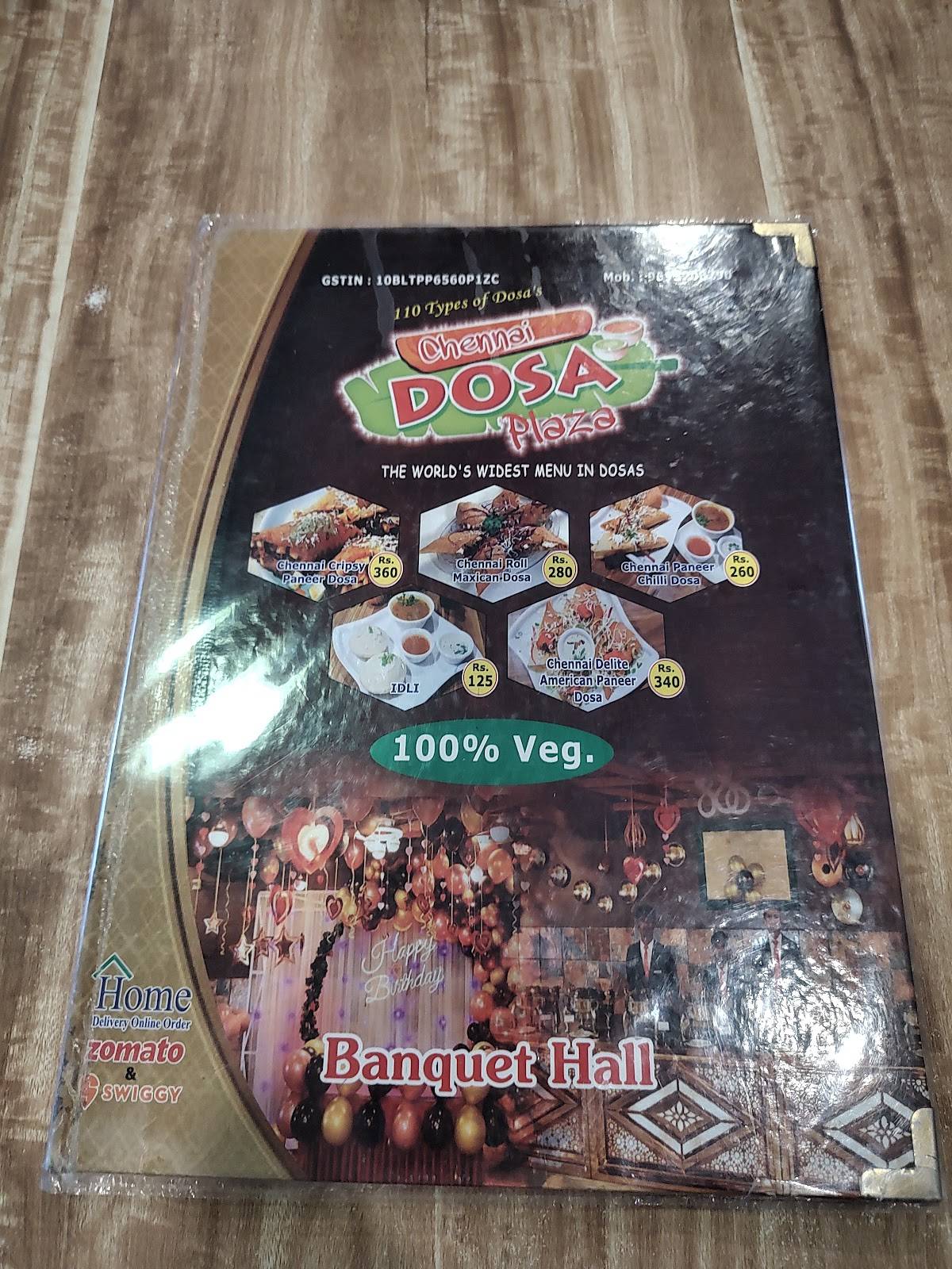 Chennai Dosa Plaza menu