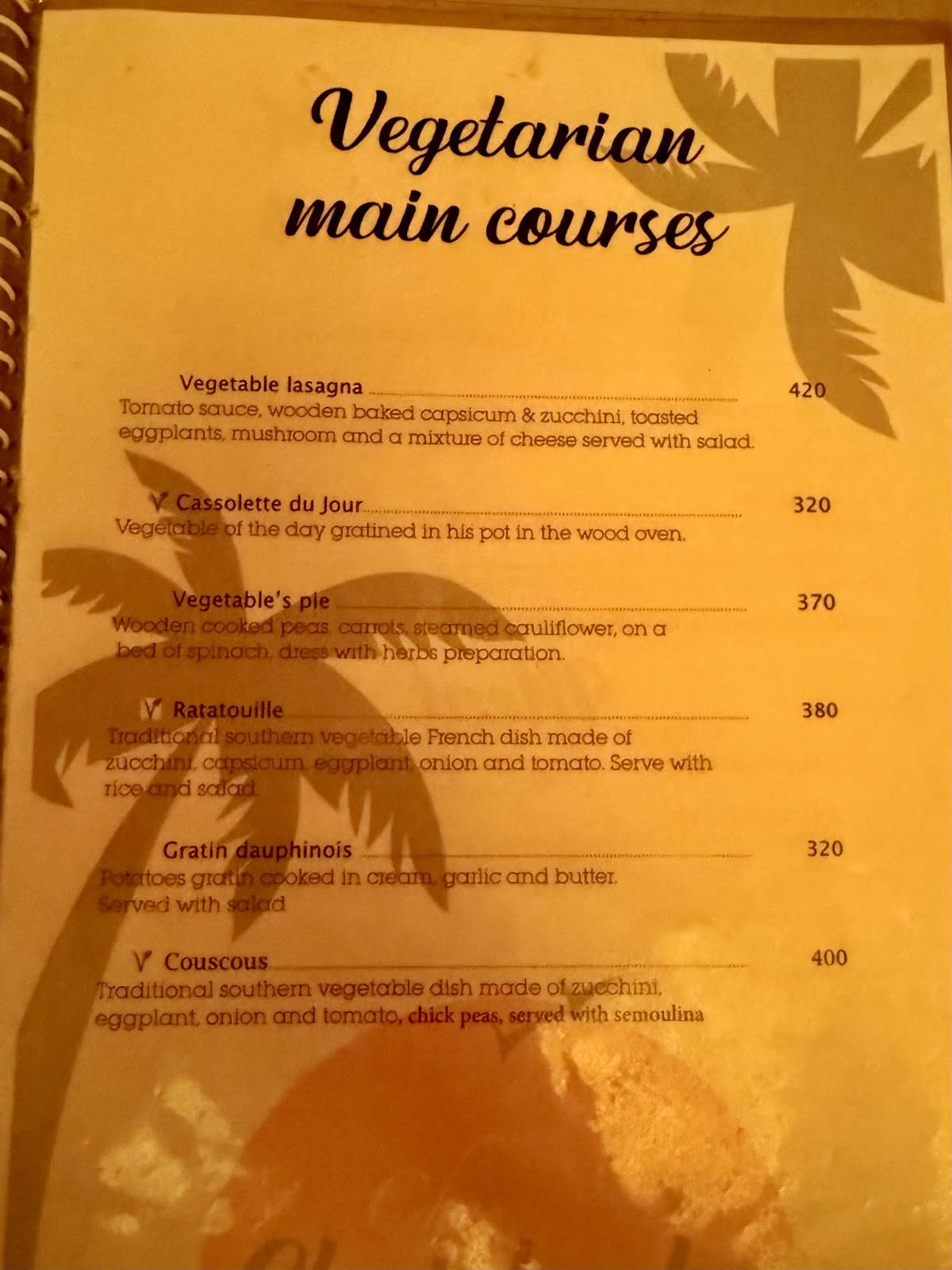 Chez Christophe Gokarna French Café since 2010 menu