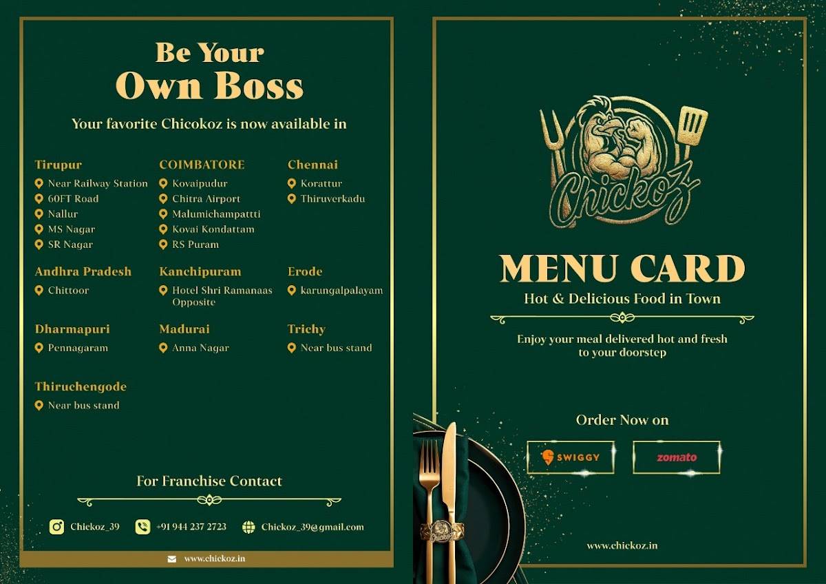Chickoz menu