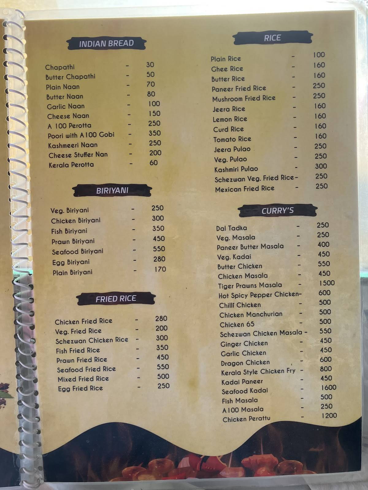 Chili’s Floating Restaurant menu