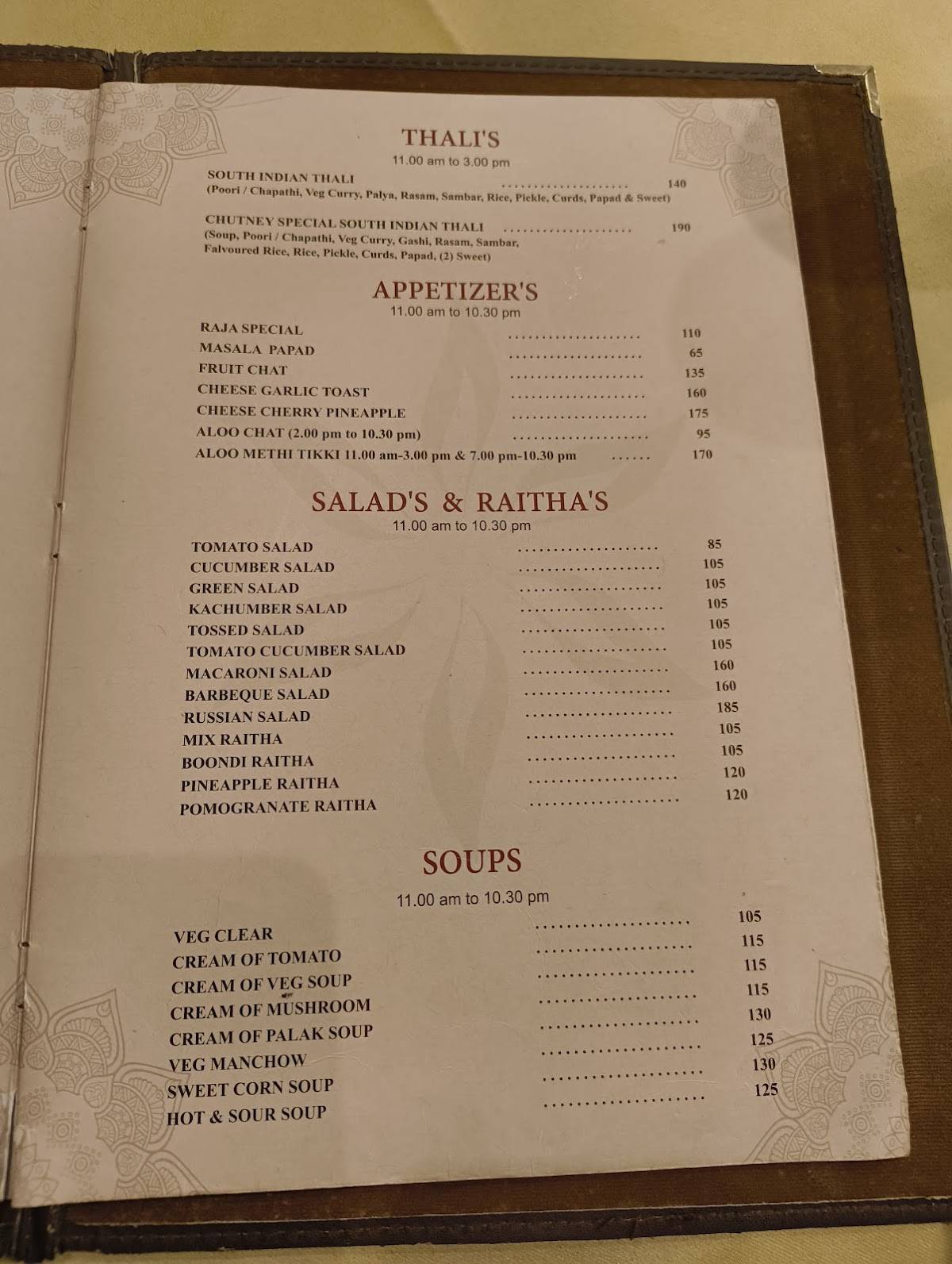 Chutney Pure Veg Restaurant menu