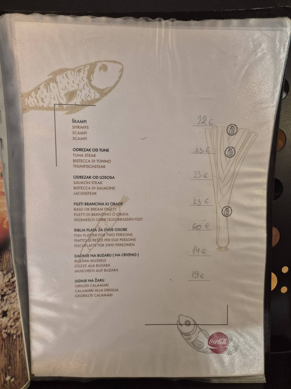 Menu di Restaurant Cisterna 