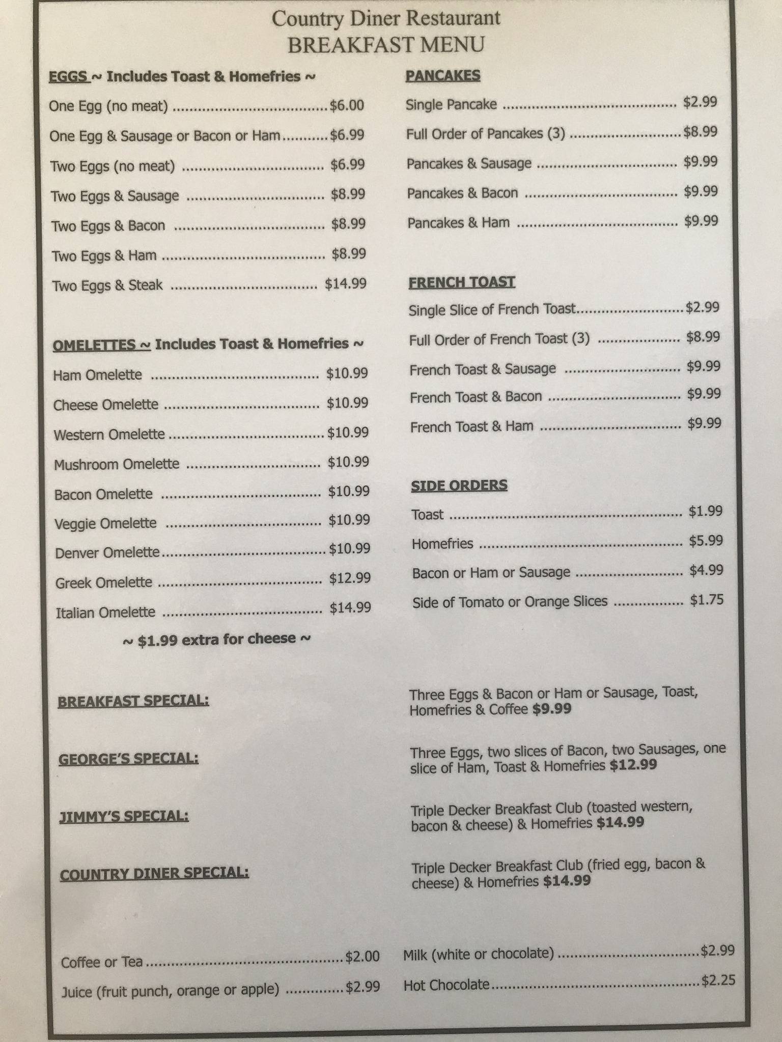 Menu At Country Diner Restaurant Smiths Falls menu-at-country-diner-restaurant-smiths-falls