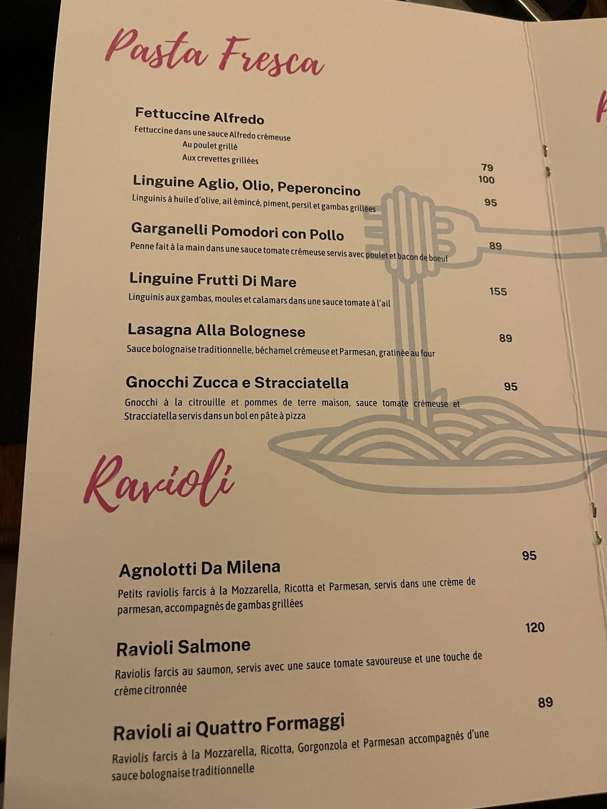 Menu de Da Milena