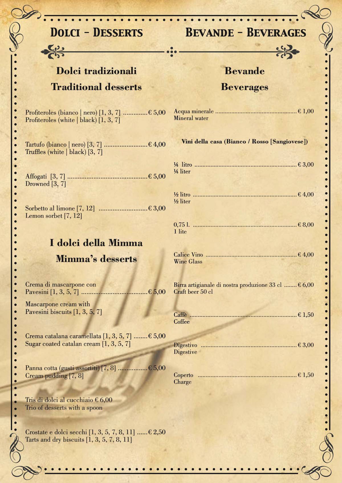 Menu di Trattoria da Sante 