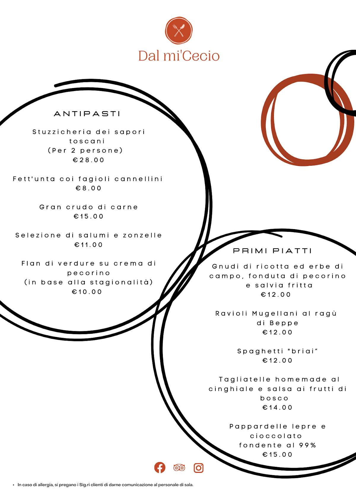 Menu di Dal Mi’Cecio 