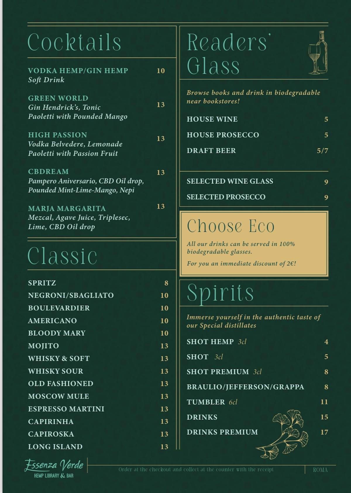 Menu di Caffè & Libri – Coffee Bar, Cocktails & Books 