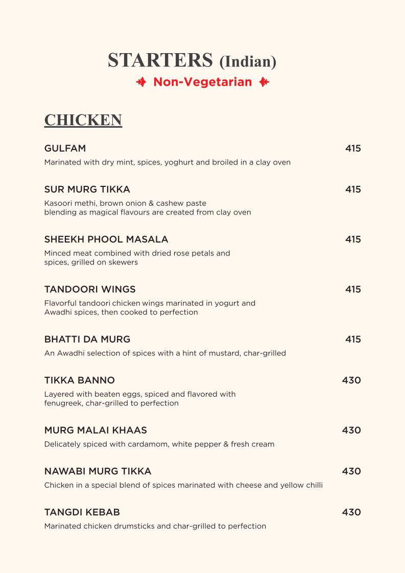 Feast India Co. Awadhi & Asian Restaurant menu