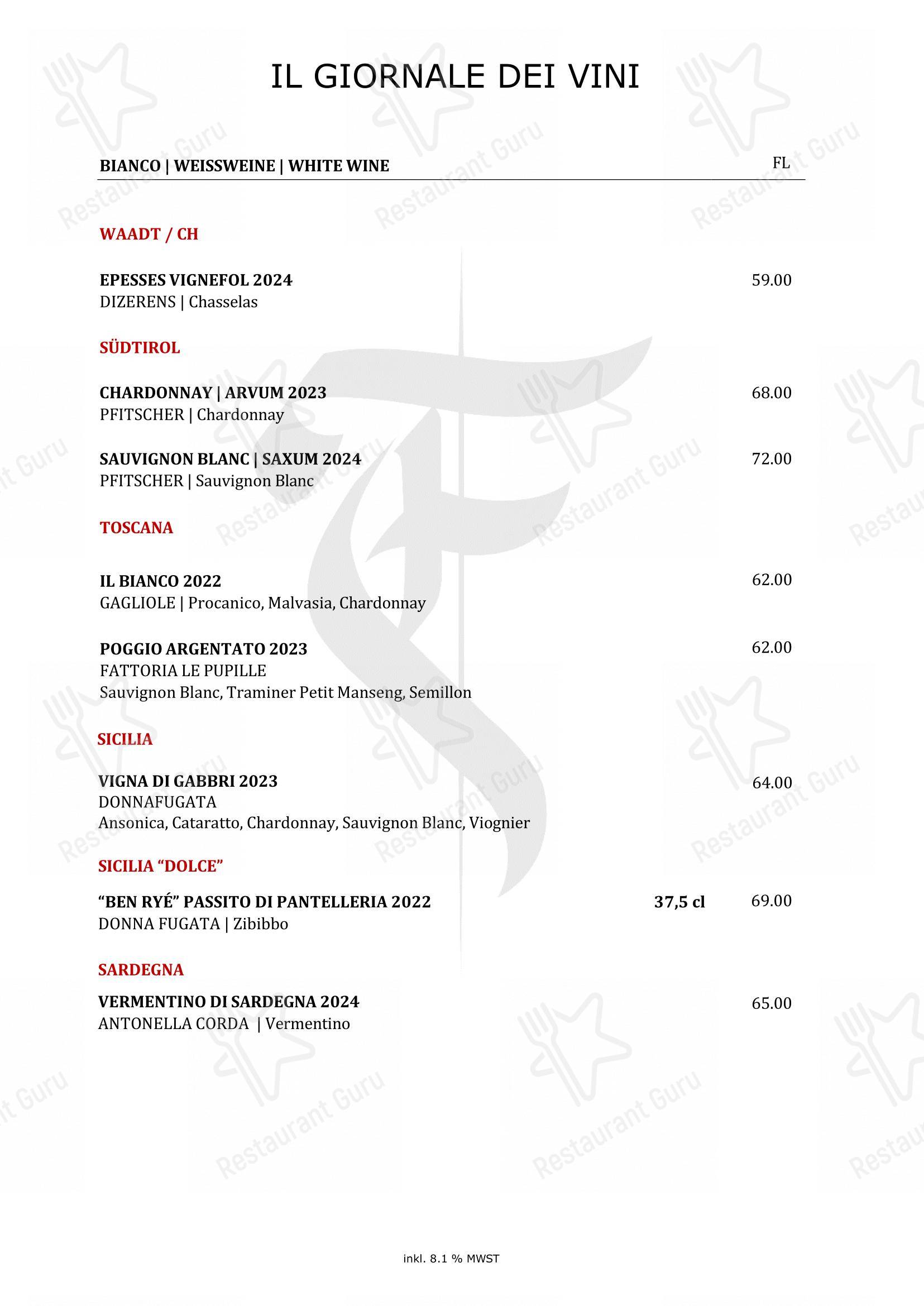 Menu di Restaurant Fiorentina Basel - Lunch Menu