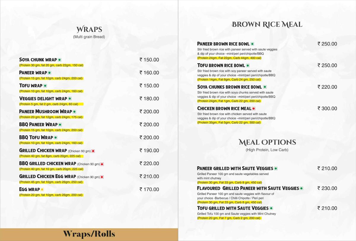 Fitcy menu