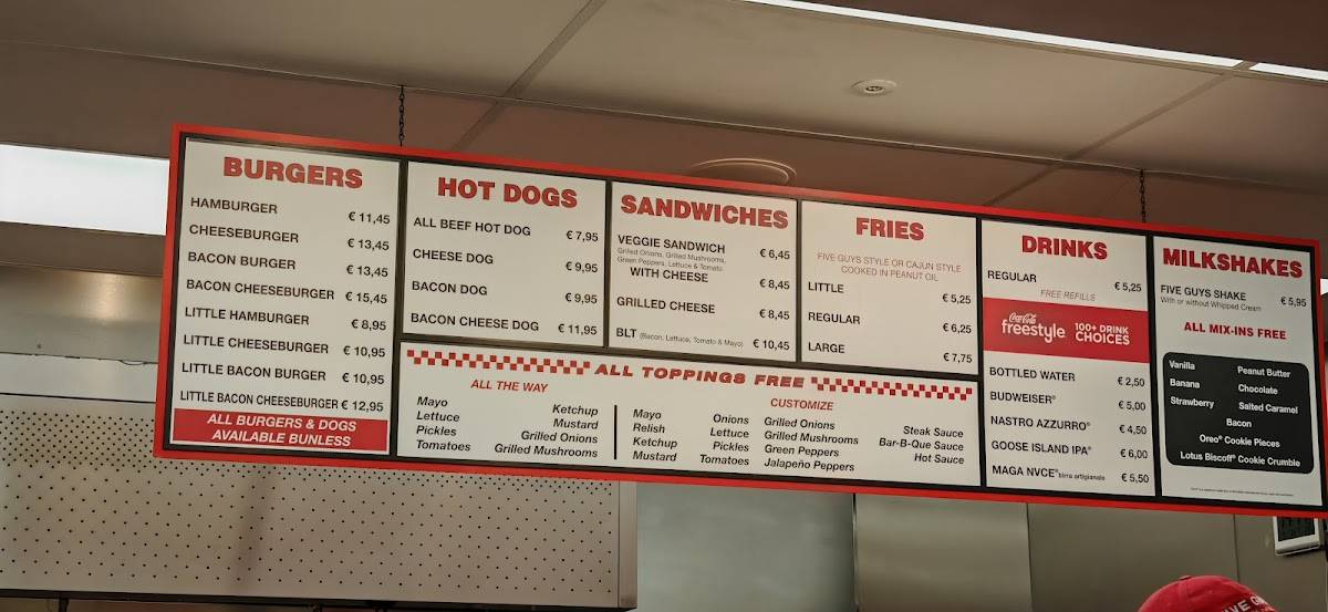 Menu di Five Guys Rome Termini 