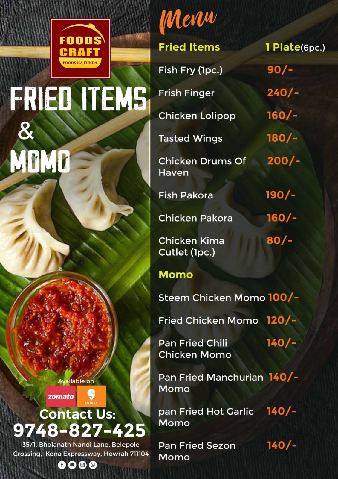 Foods Craft menu