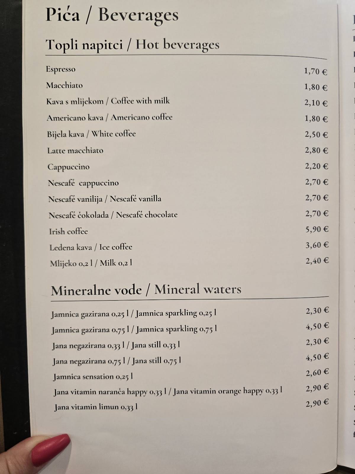 Menu di Gardenia Restaurant Novalja 