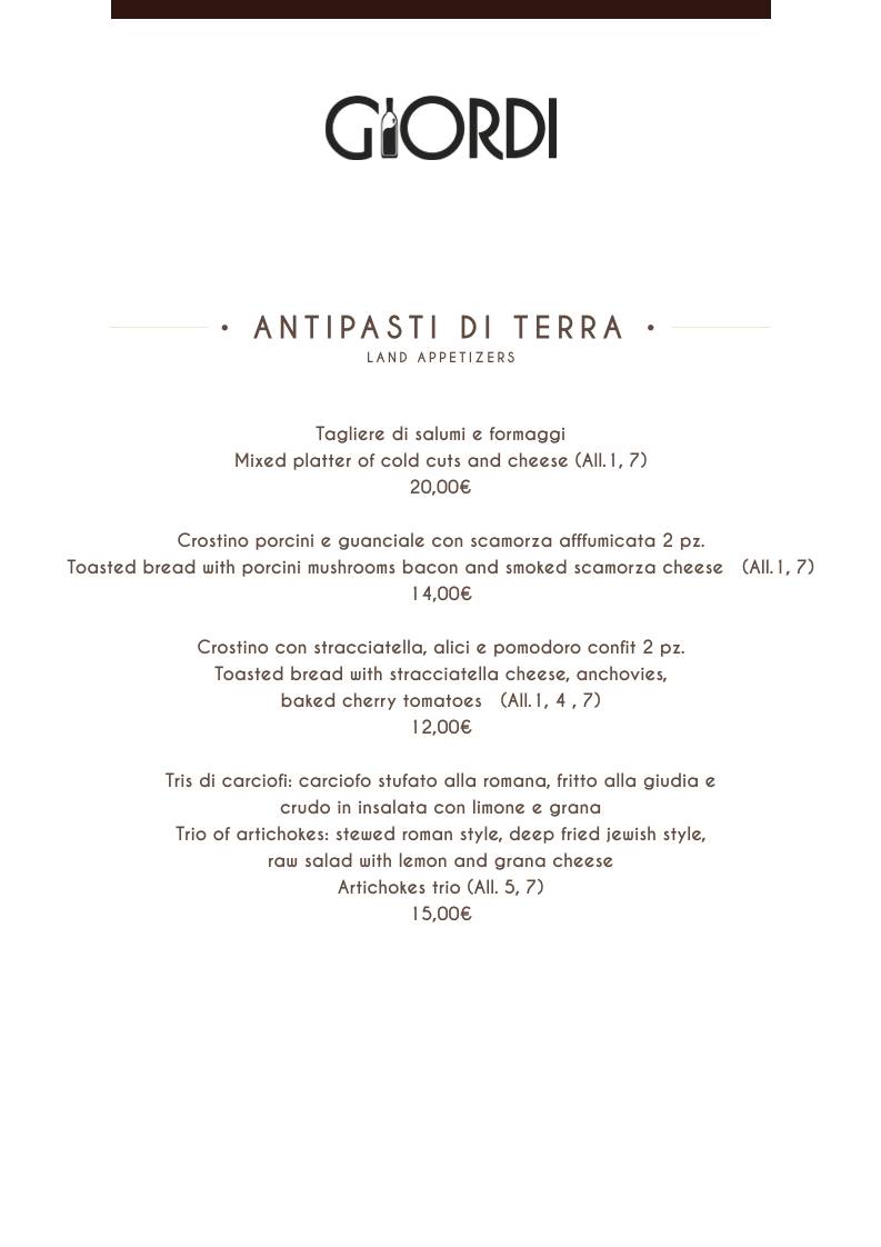 Menu di Giordi Ristorante 