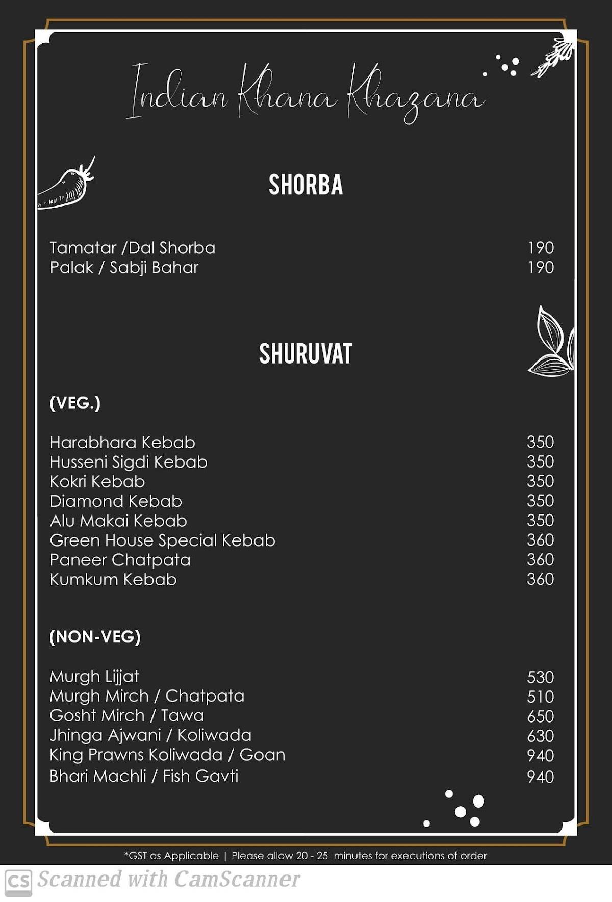 Green House menu