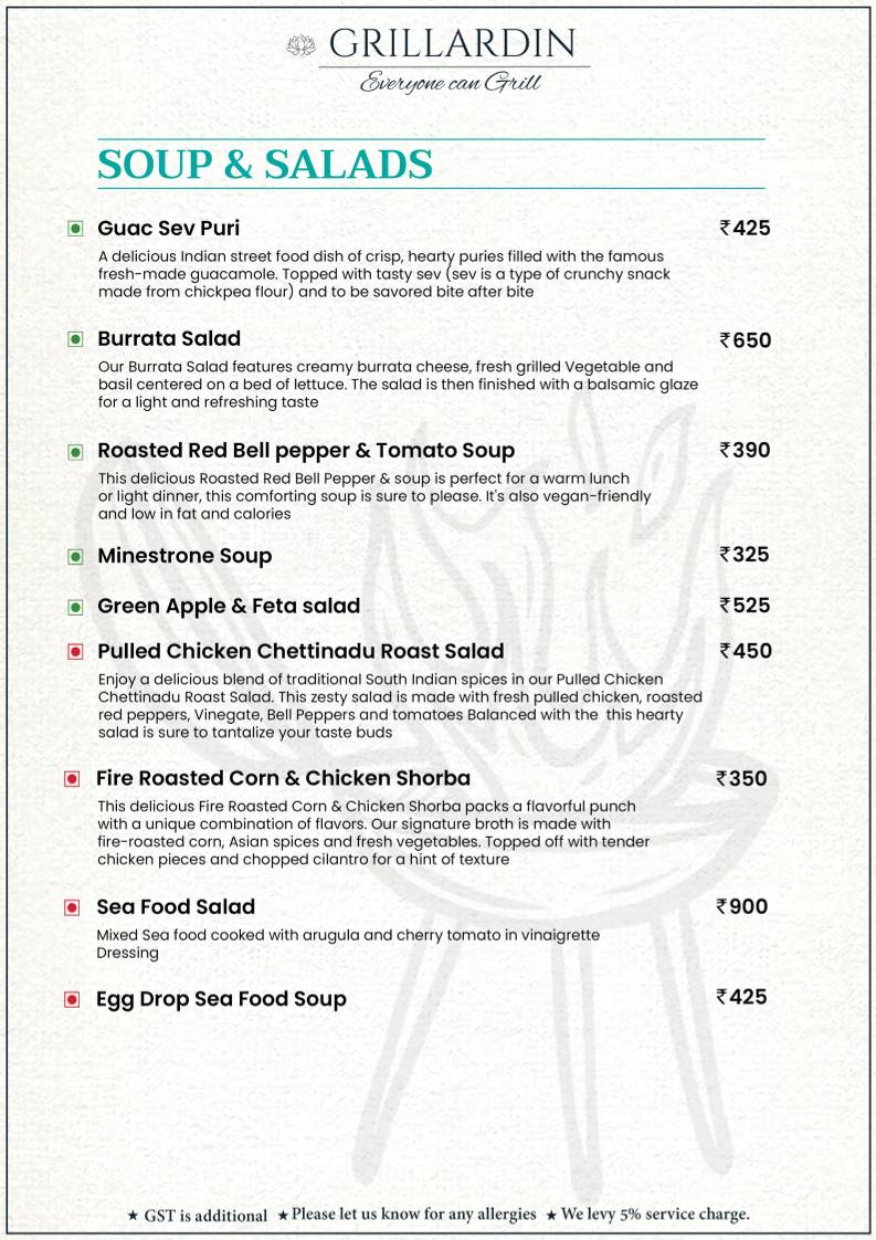 Grillardin menu