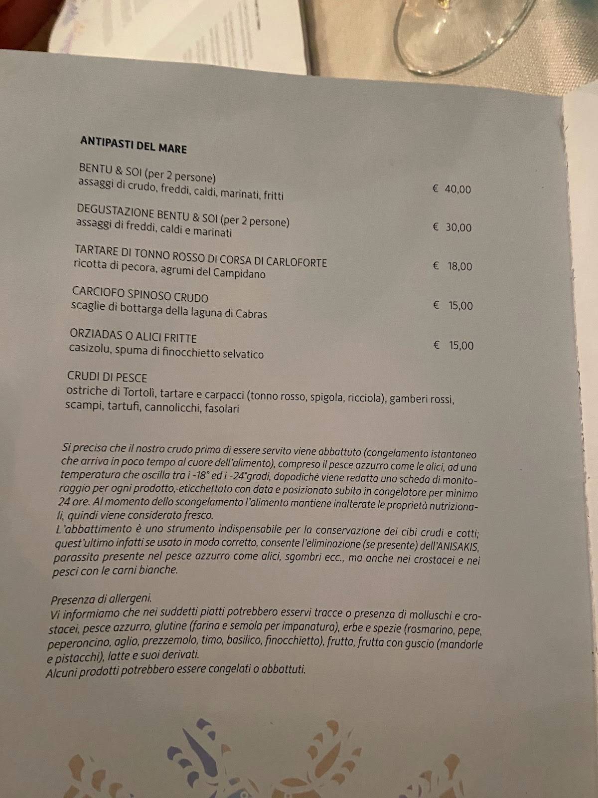 Menu di BENTU & SOI 