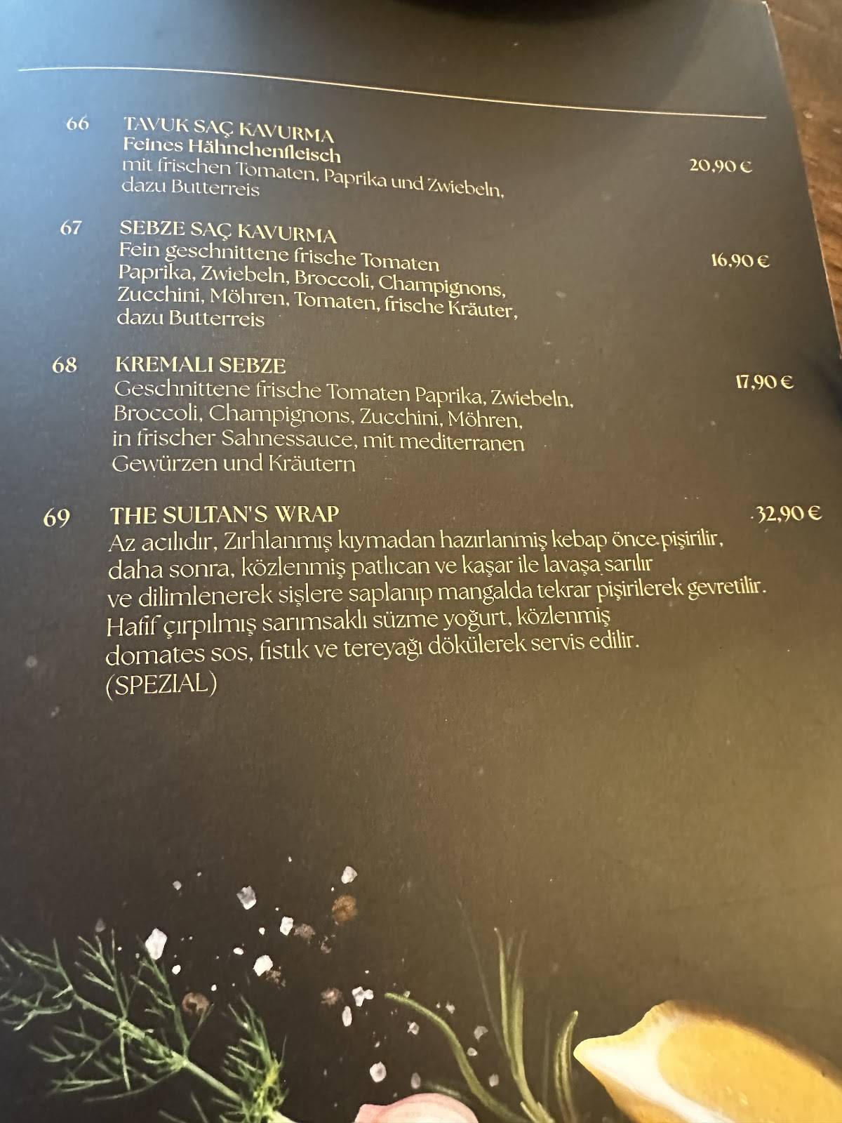 Menu de Restaurant Hanedan