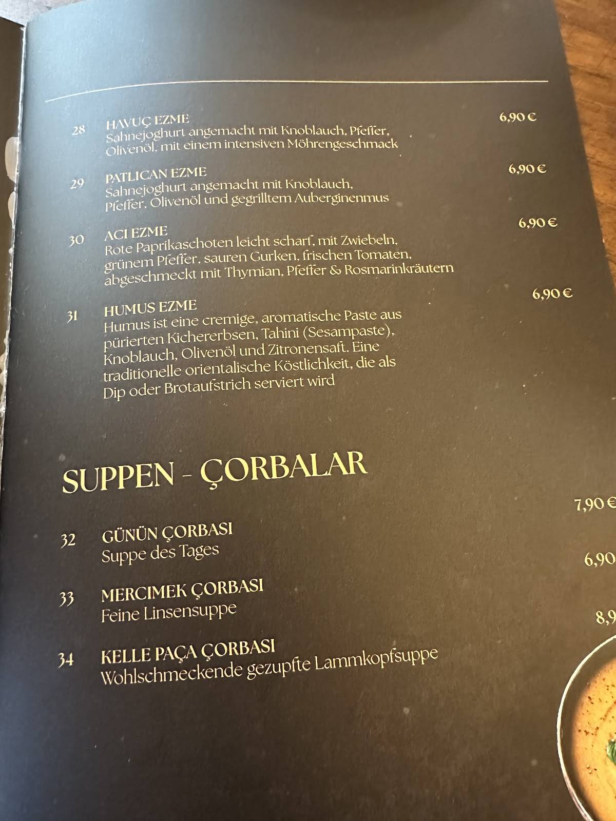 Menu de Restaurant Hanedan