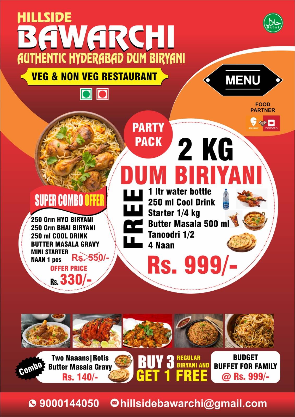 Hillside Bawarchi Hyderabad Biryani menu