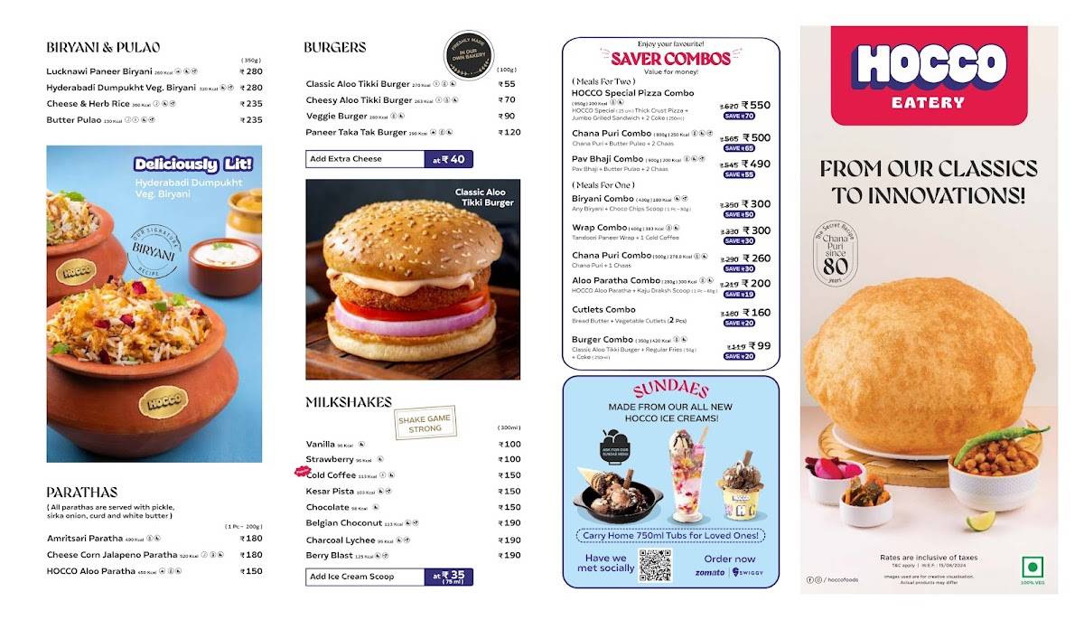 Hocco Eatery (Vastrapur Lake) menu