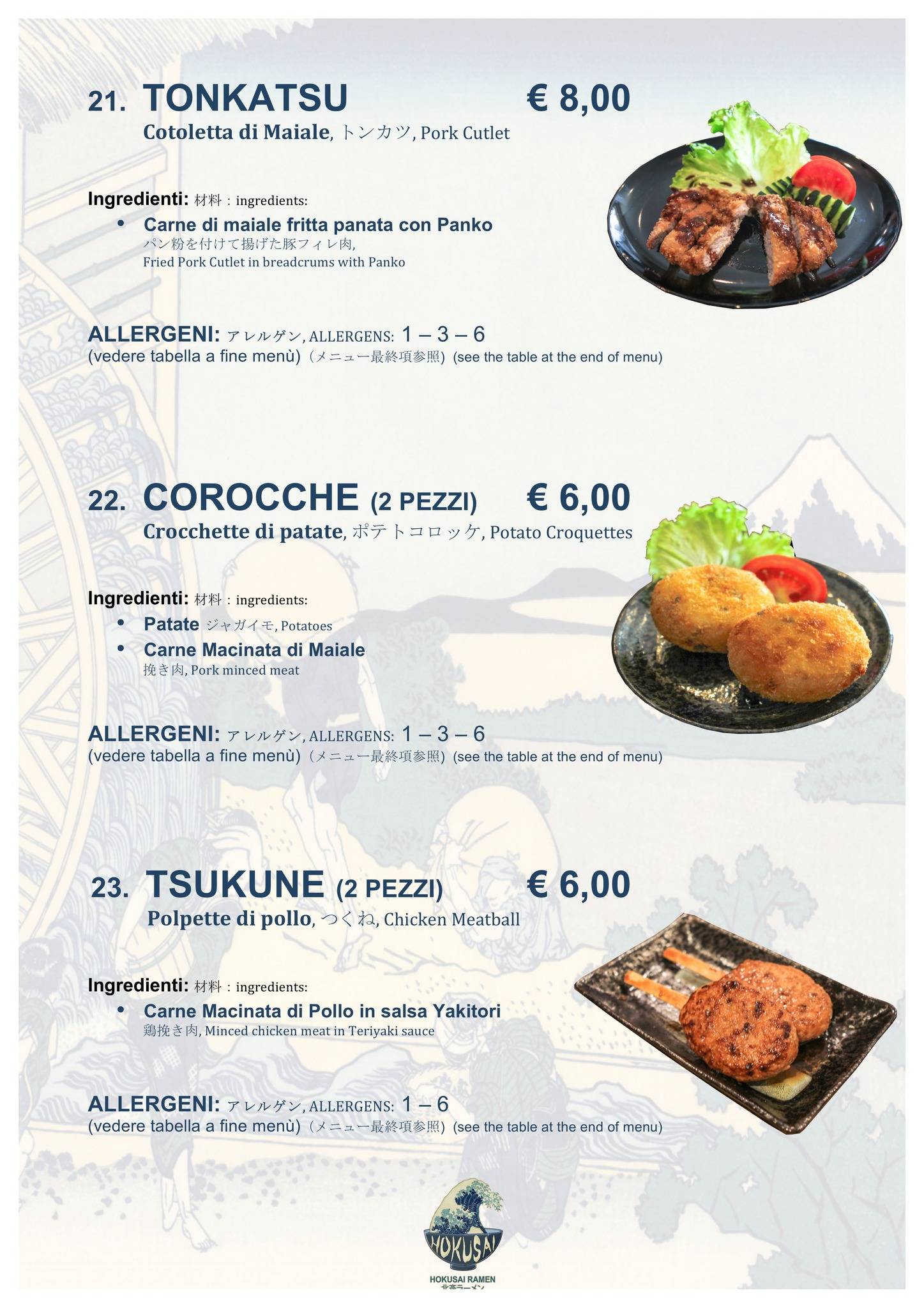 Menu di Hokusai Ramen 