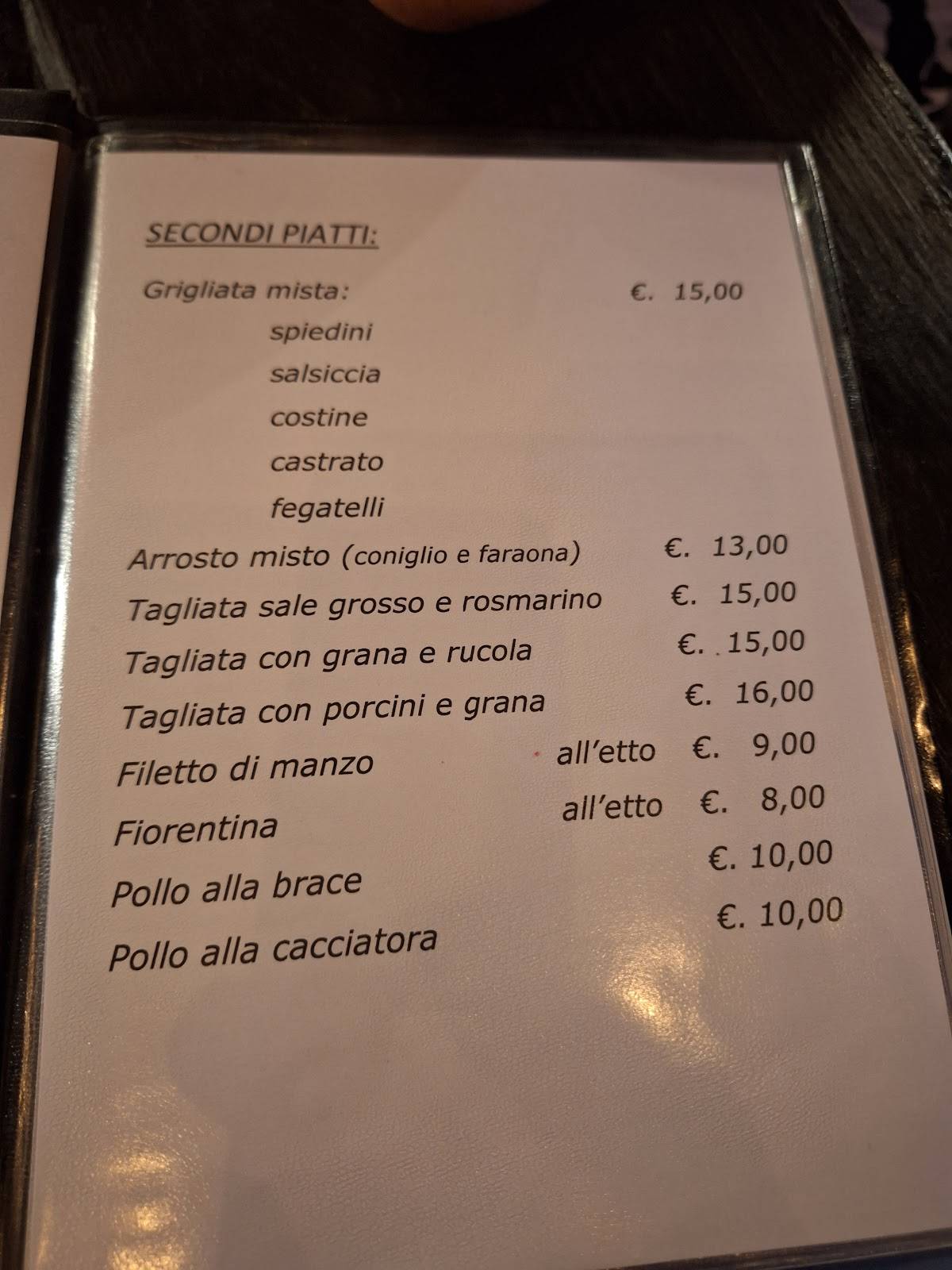 Menu di Hostaria Rò e Bunì 