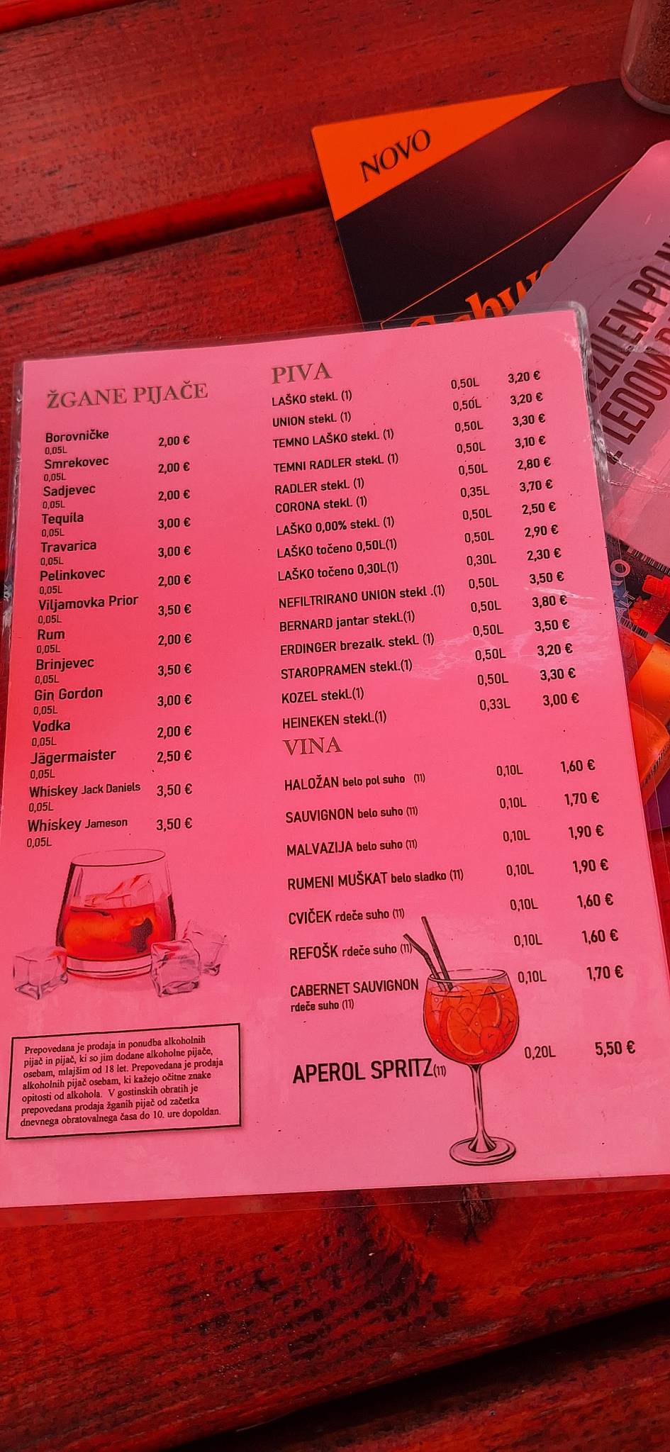 Menu di Hostel in picerija Špajza Mojstrana 