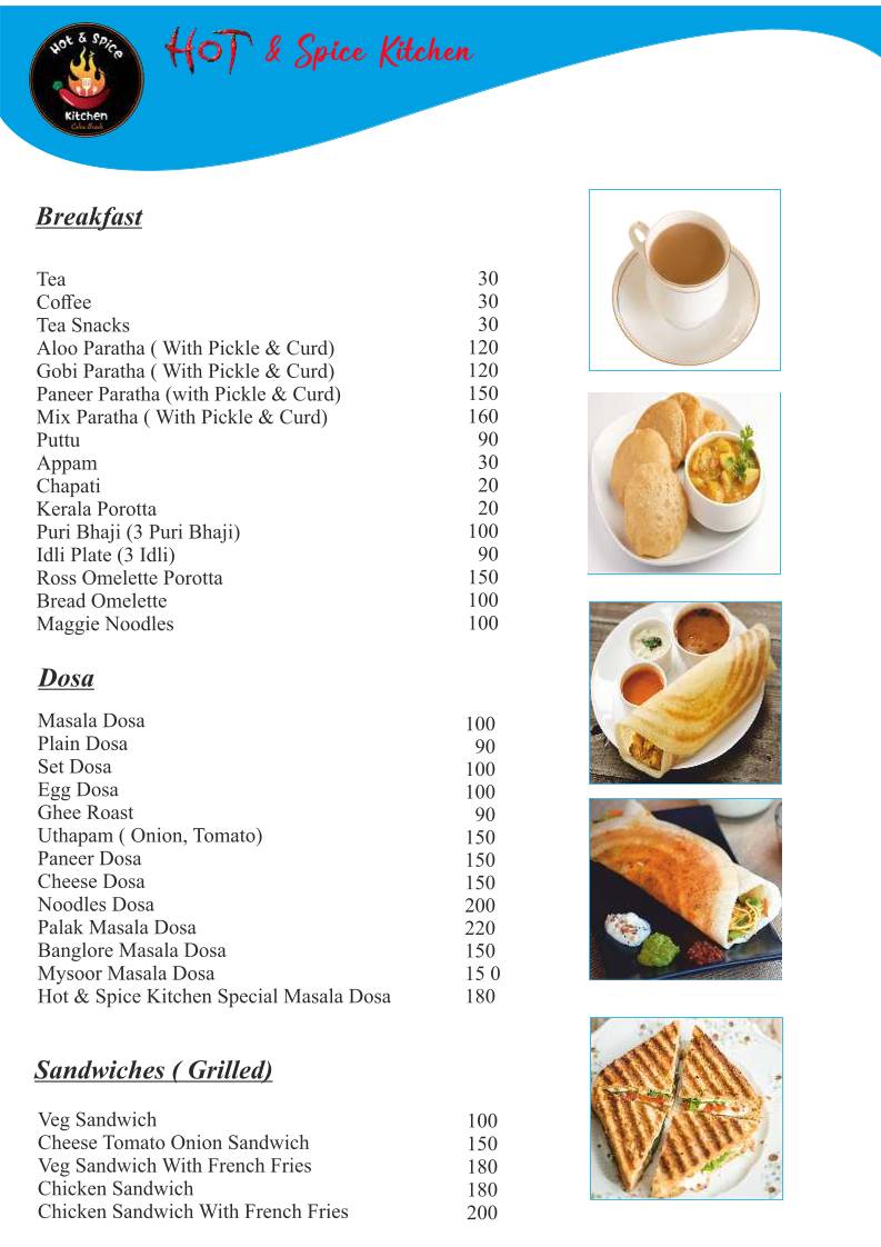 Hot And Spice Kitchen menu