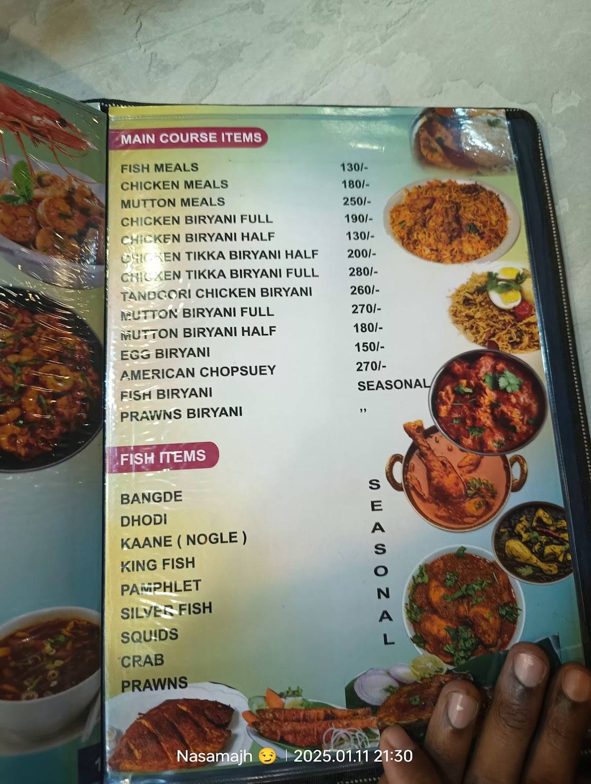 Hotel Delight menu