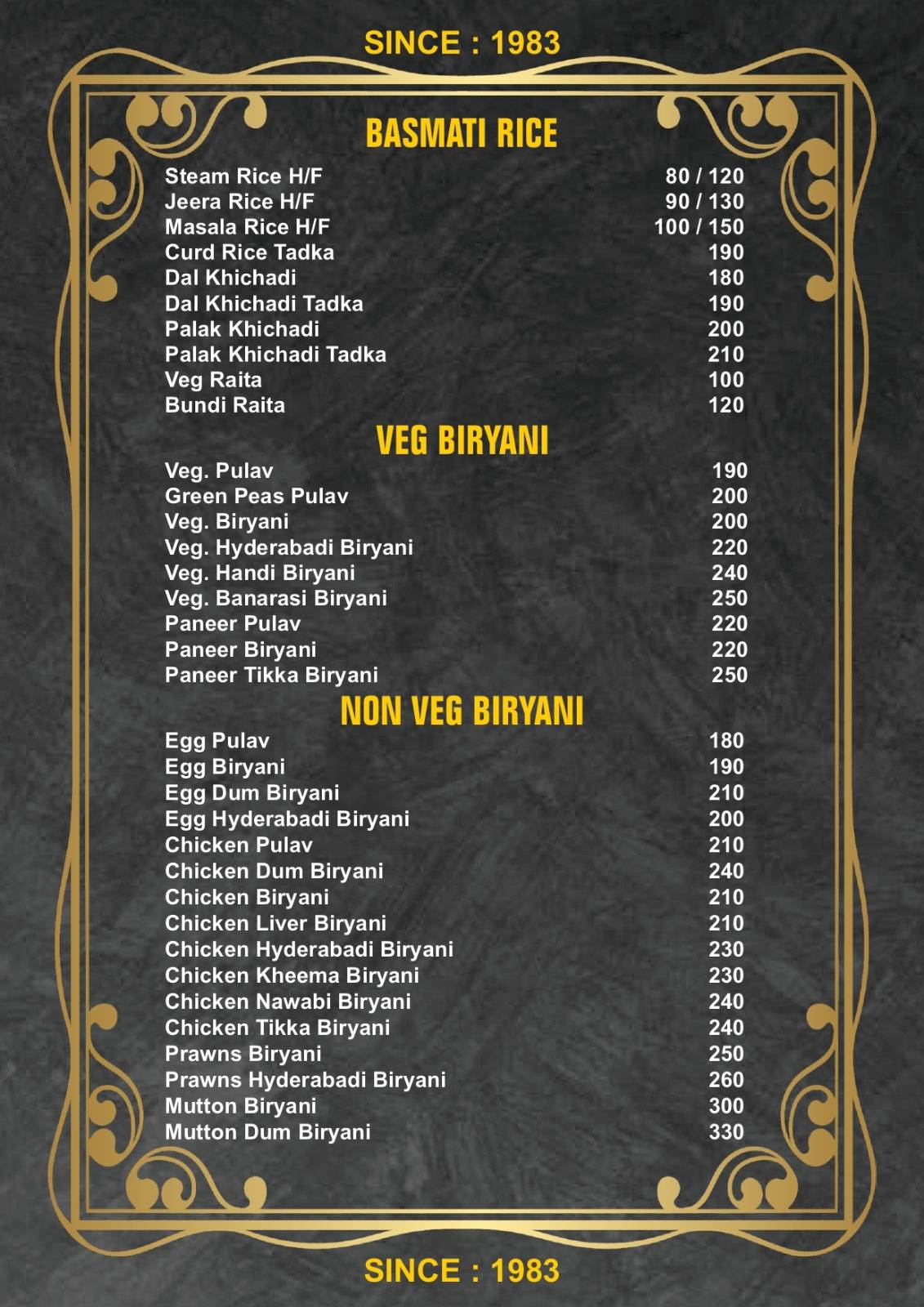 Hotel Shree Durga menu