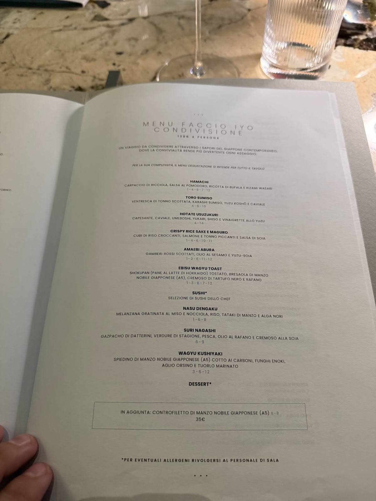 Menu di IYO Restaurant 