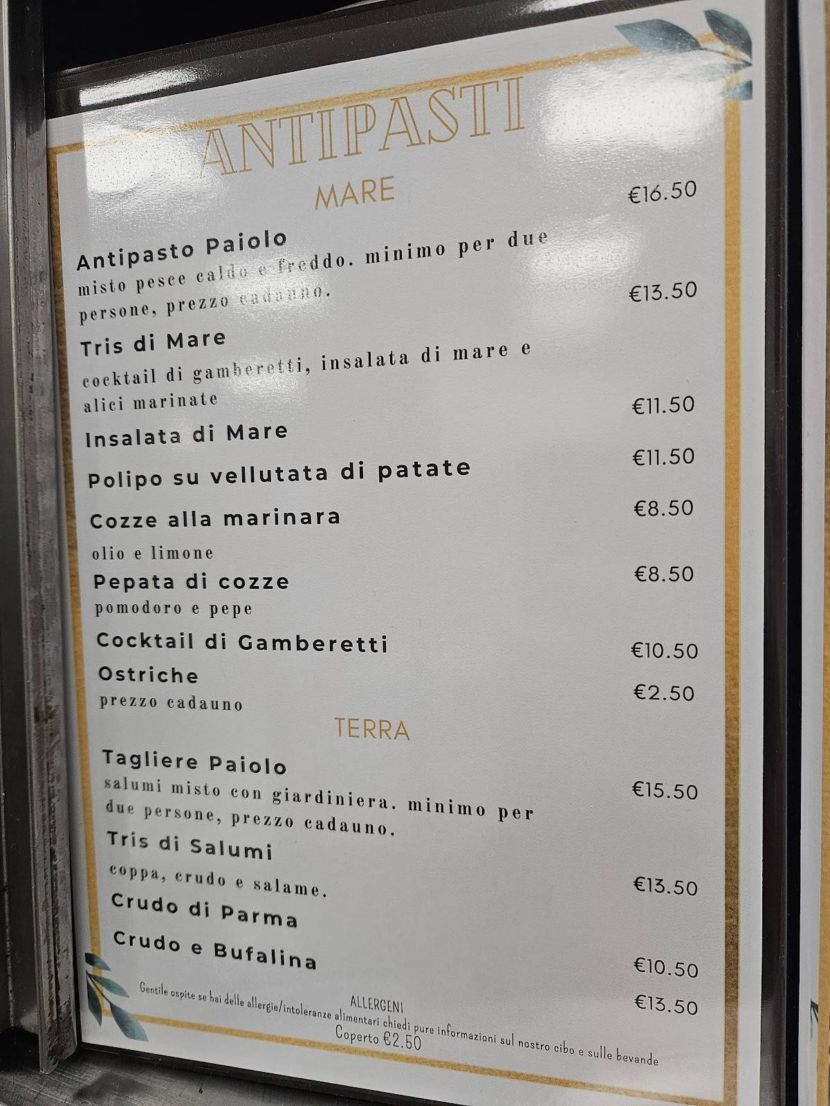Menu di Goccia di Mare 