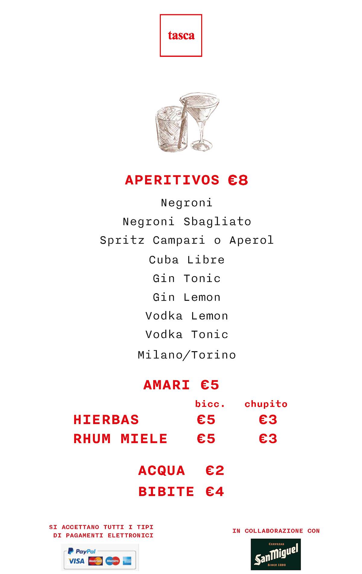 Menu di Il Tasca Milano 