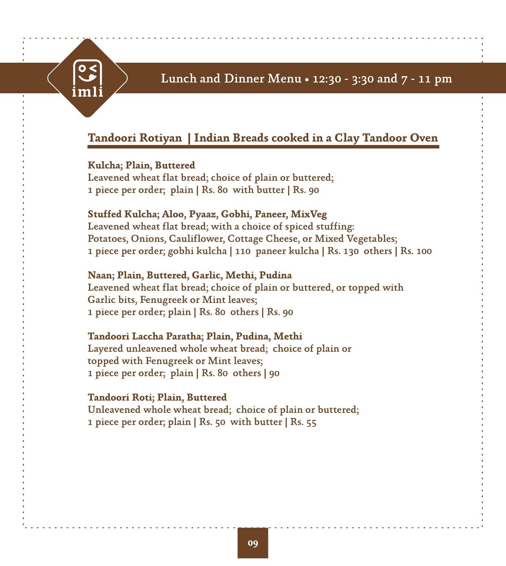 Imli Cafe & Restaurant menu